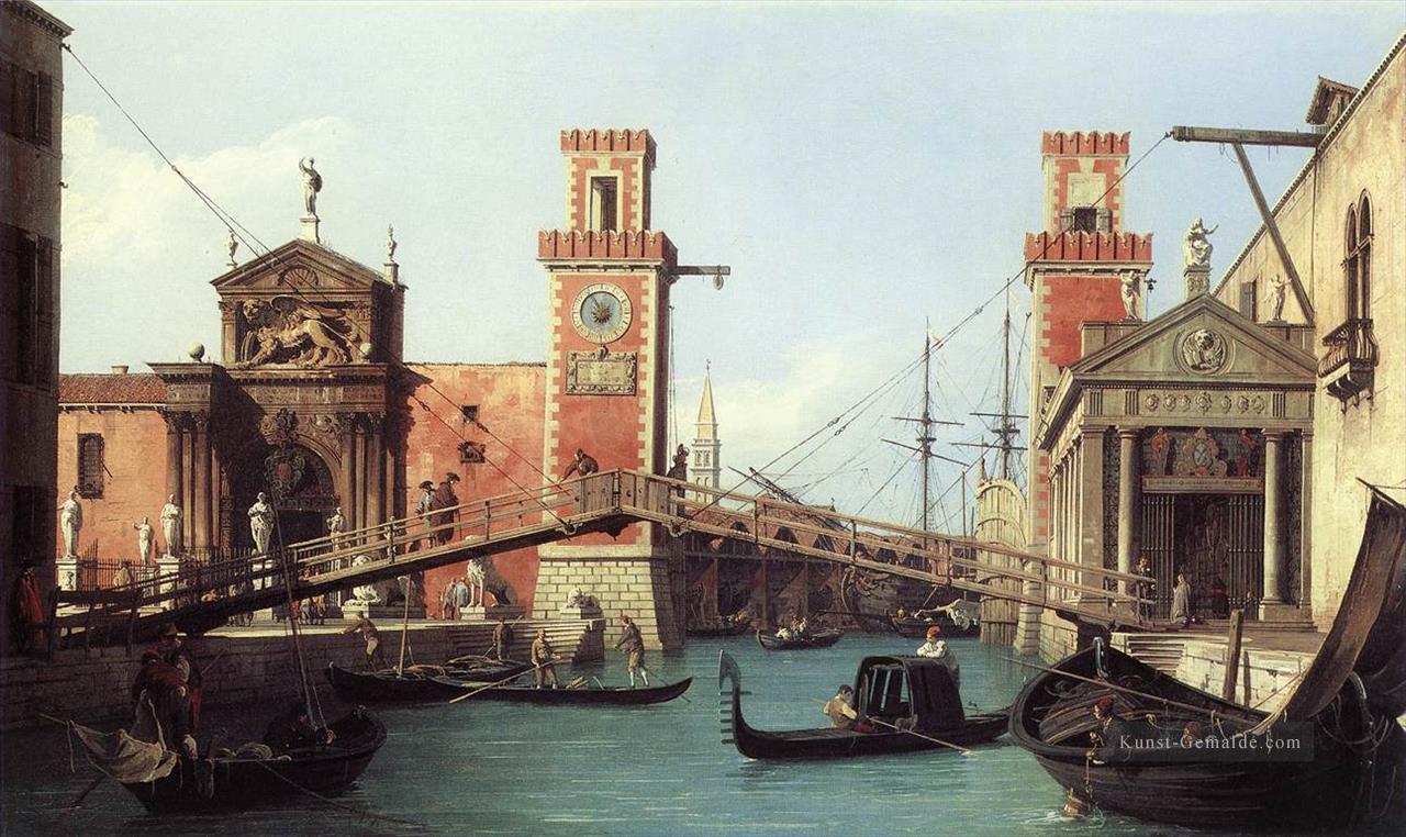 Blick auf den Eingang zum Arsenal Canaletto Venedig Ölgemälde